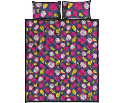 Purple Pitaya Pattern Print Quilt Bed Set