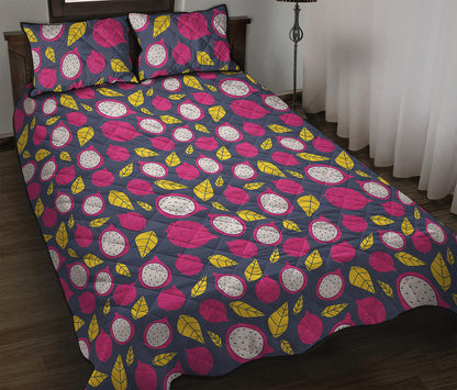 Purple Pitaya Pattern Print Quilt Bed Set