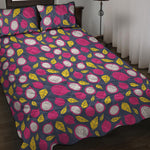 Purple Pitaya Pattern Print Quilt Bed Set