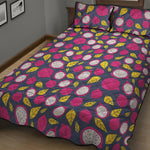 Purple Pitaya Pattern Print Quilt Bed Set