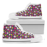 Purple Pitaya Pattern Print White High Top Shoes