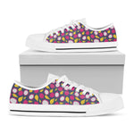 Purple Pitaya Pattern Print White Low Top Shoes