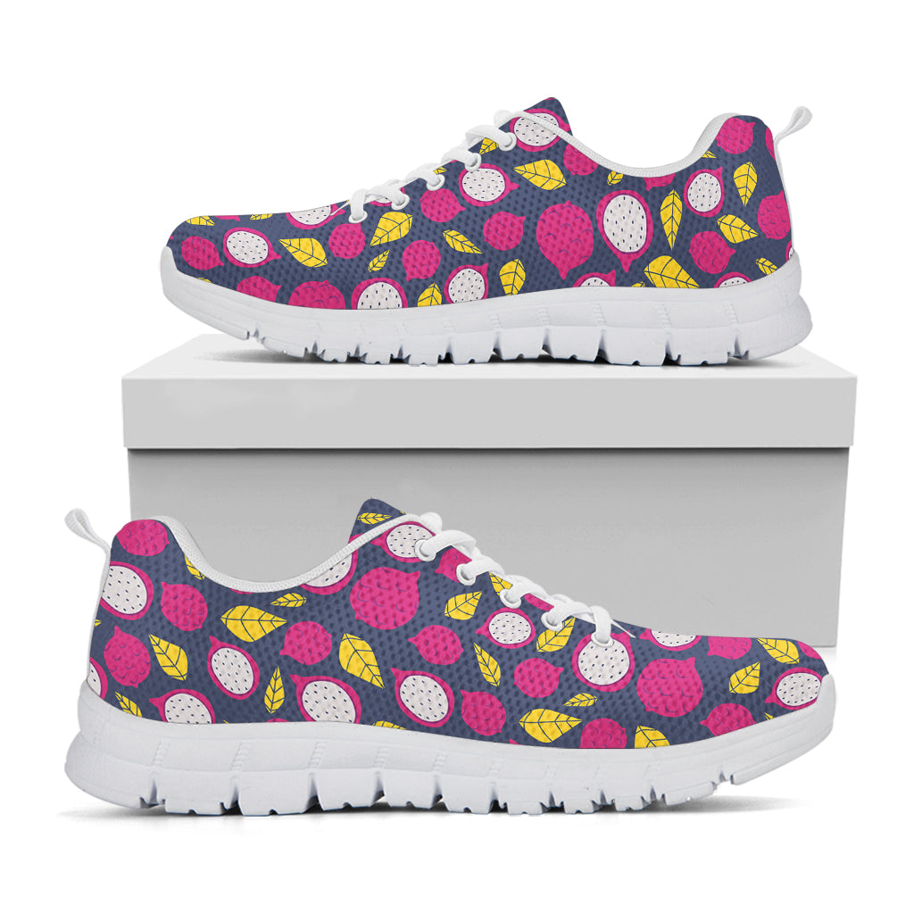 Purple Pitaya Pattern Print White Sneakers