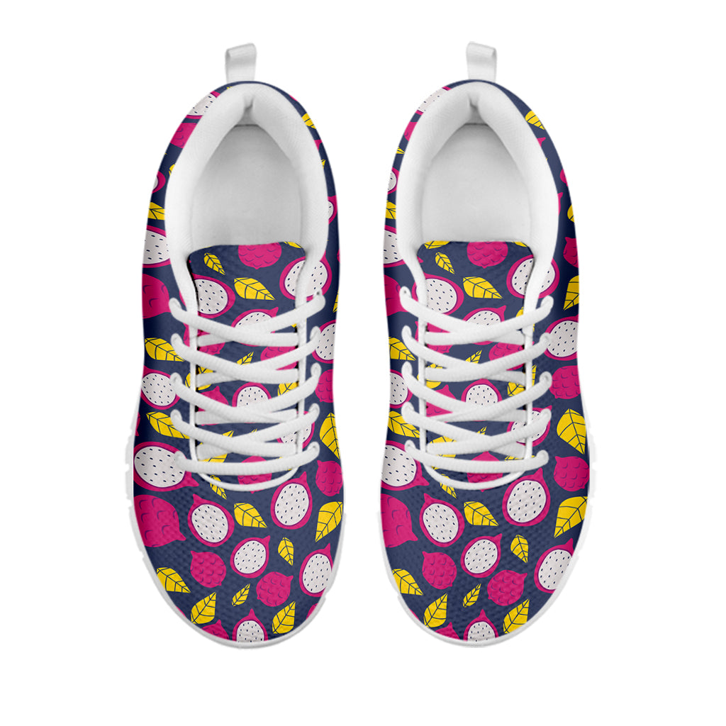 Purple Pitaya Pattern Print White Sneakers