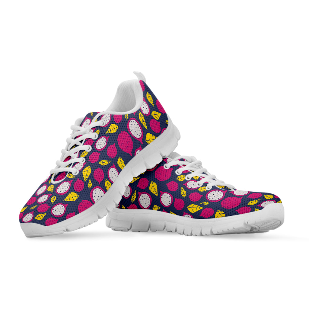 Purple Pitaya Pattern Print White Sneakers
