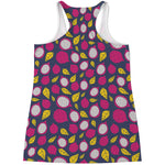 Purple Pitaya Pattern Print Women's Racerback Tank Top