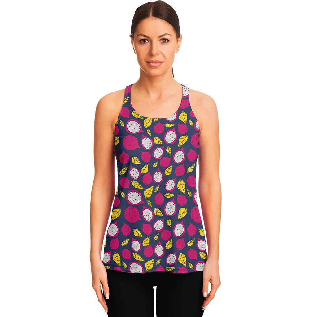 Purple Pitaya Pattern Print Women's Racerback Tank Top