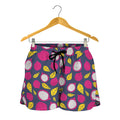 Purple Pitaya Pattern Print Women's Shorts