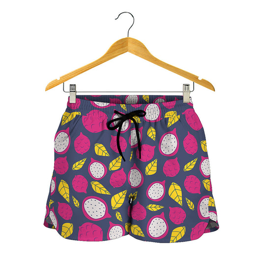 Purple Pitaya Pattern Print Women's Shorts