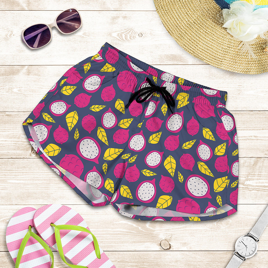 Purple Pitaya Pattern Print Women's Shorts