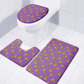 Purple Pizza Pattern Print 3 Piece Bath Mat Set
