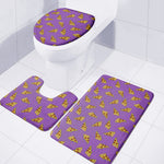 Purple Pizza Pattern Print 3 Piece Bath Mat Set