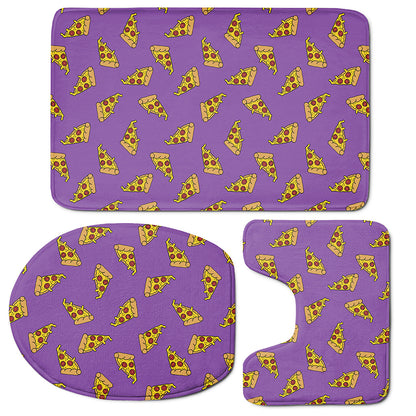 Purple Pizza Pattern Print 3 Piece Bath Mat Set
