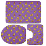 Purple Pizza Pattern Print 3 Piece Bath Mat Set