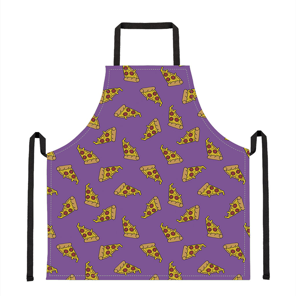 Purple Pizza Pattern Print Apron