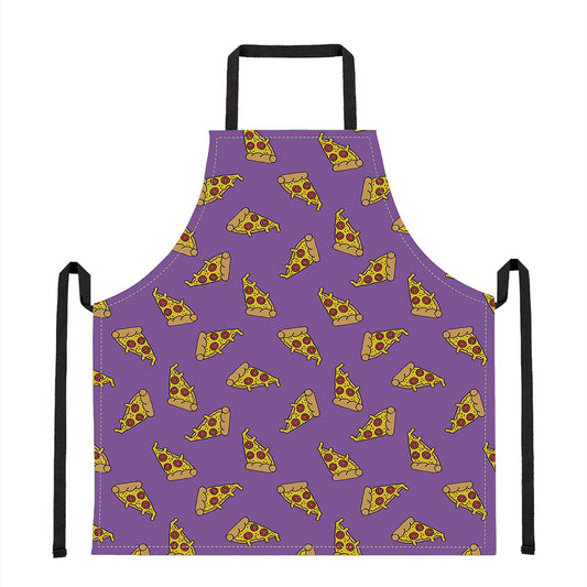 Purple Pizza Pattern Print Apron