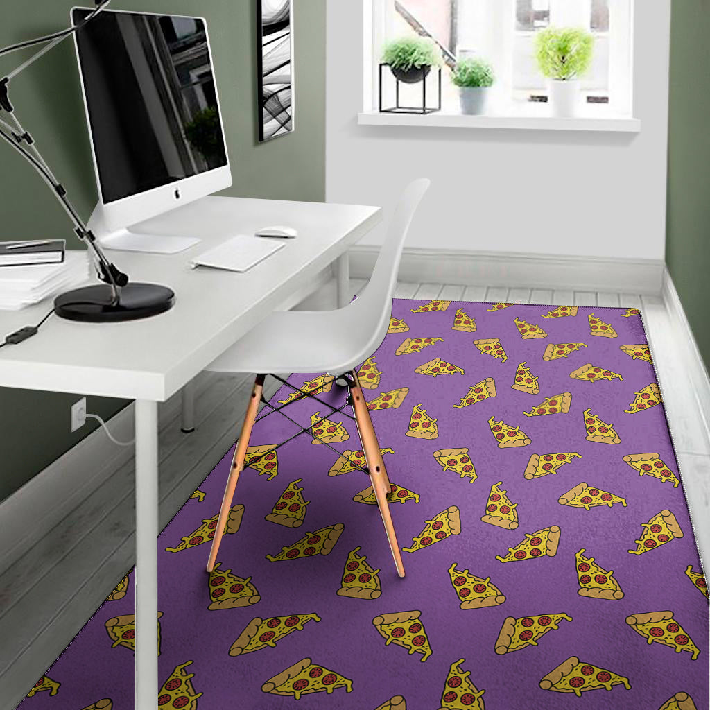 Purple Pizza Pattern Print Area Rug