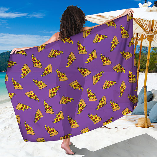Purple Pizza Pattern Print Beach Sarong Wrap