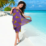Purple Pizza Pattern Print Beach Sarong Wrap