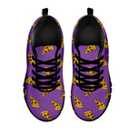 Purple Pizza Pattern Print Black Sneakers
