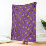 Purple Pizza Pattern Print Blanket