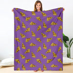 Purple Pizza Pattern Print Blanket
