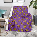 Purple Pizza Pattern Print Blanket