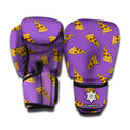 Purple Pizza Pattern Print Boxing Gloves