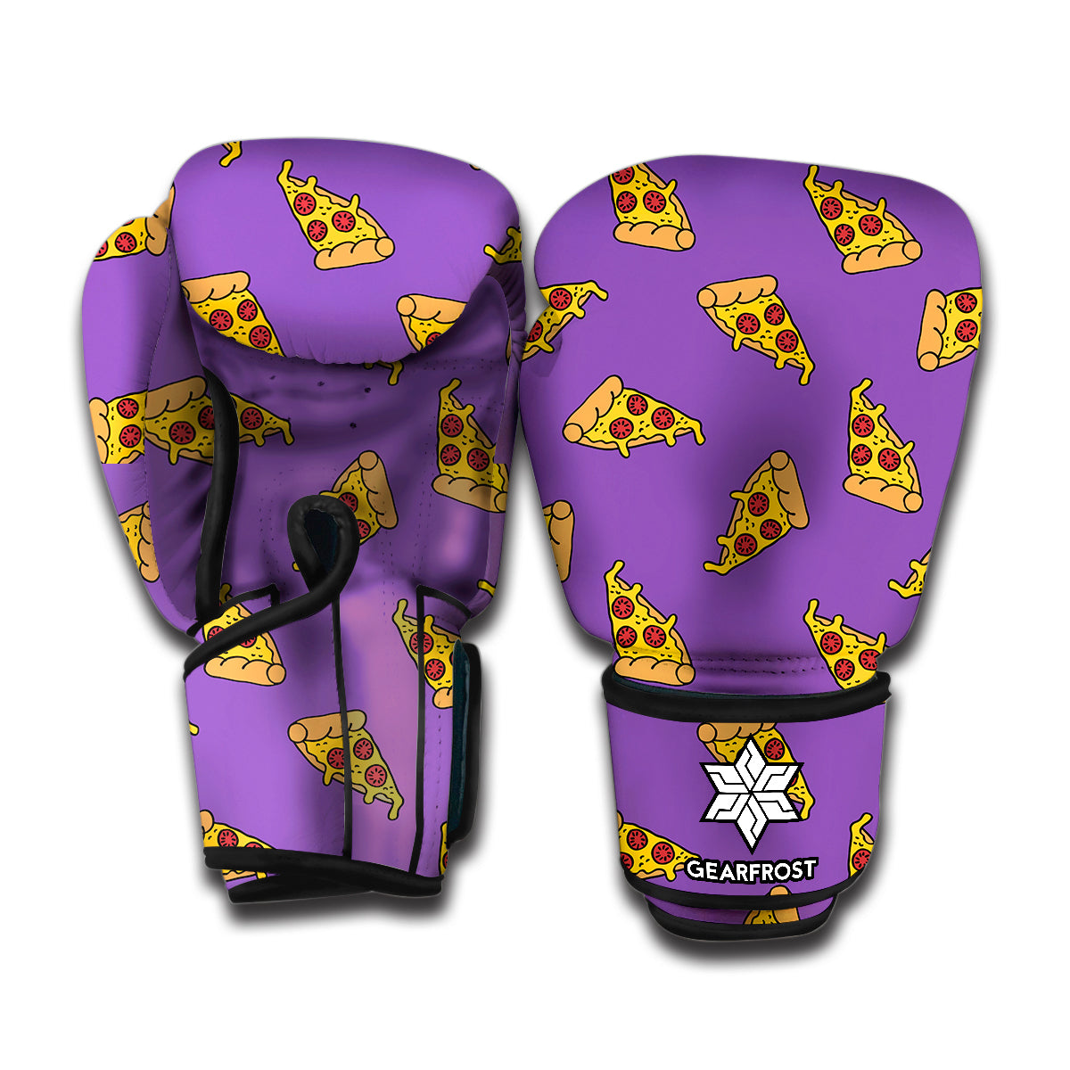 Purple Pizza Pattern Print Boxing Gloves