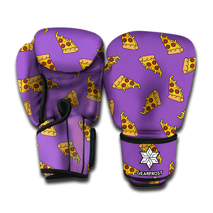 Purple Pizza Pattern Print Boxing Gloves