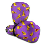 Purple Pizza Pattern Print Boxing Gloves