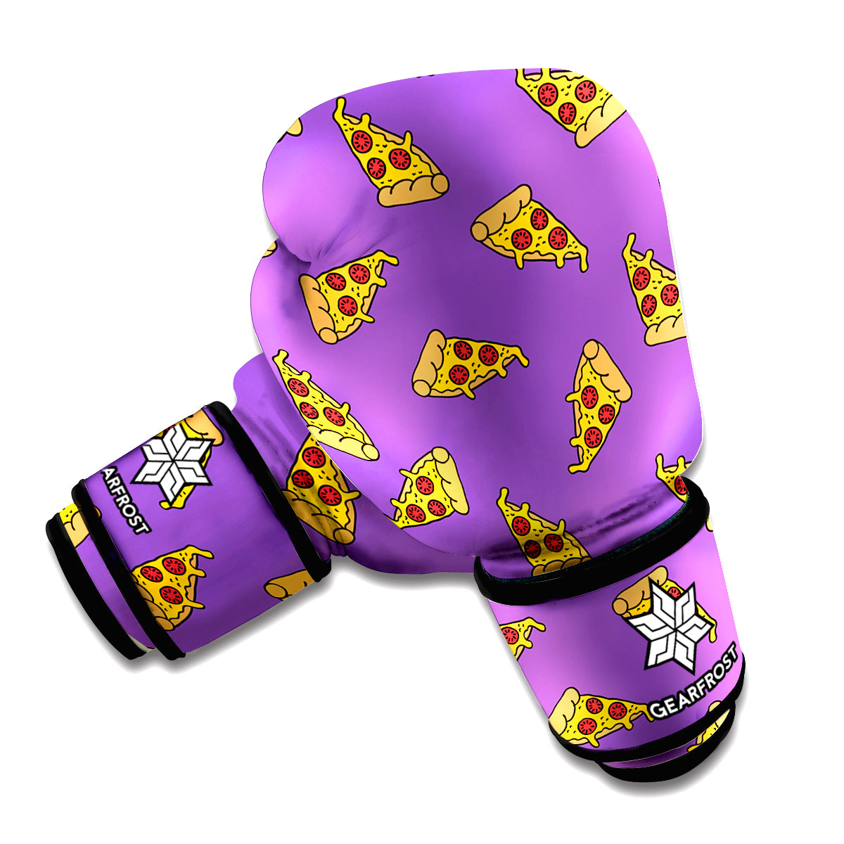 Purple Pizza Pattern Print Boxing Gloves