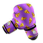 Purple Pizza Pattern Print Boxing Gloves