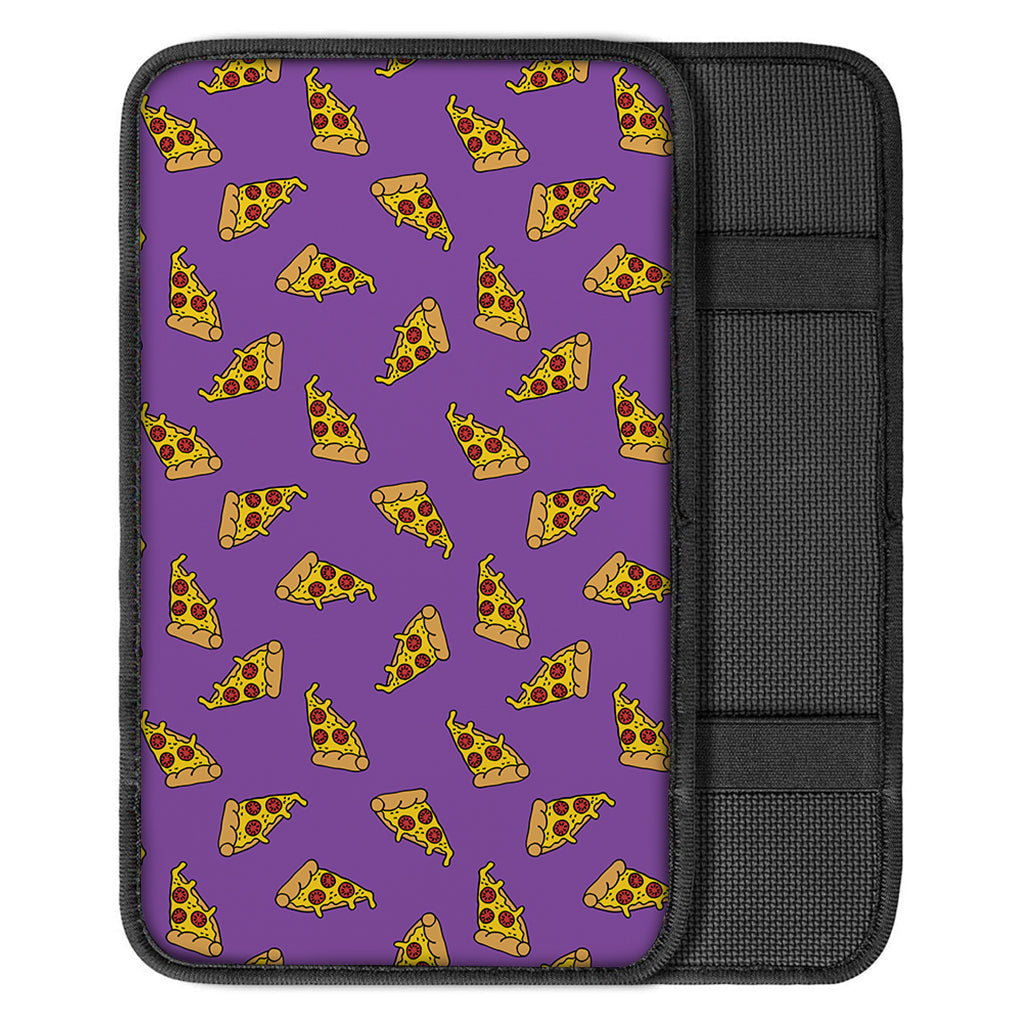 Purple Pizza Pattern Print Car Center Console Cover