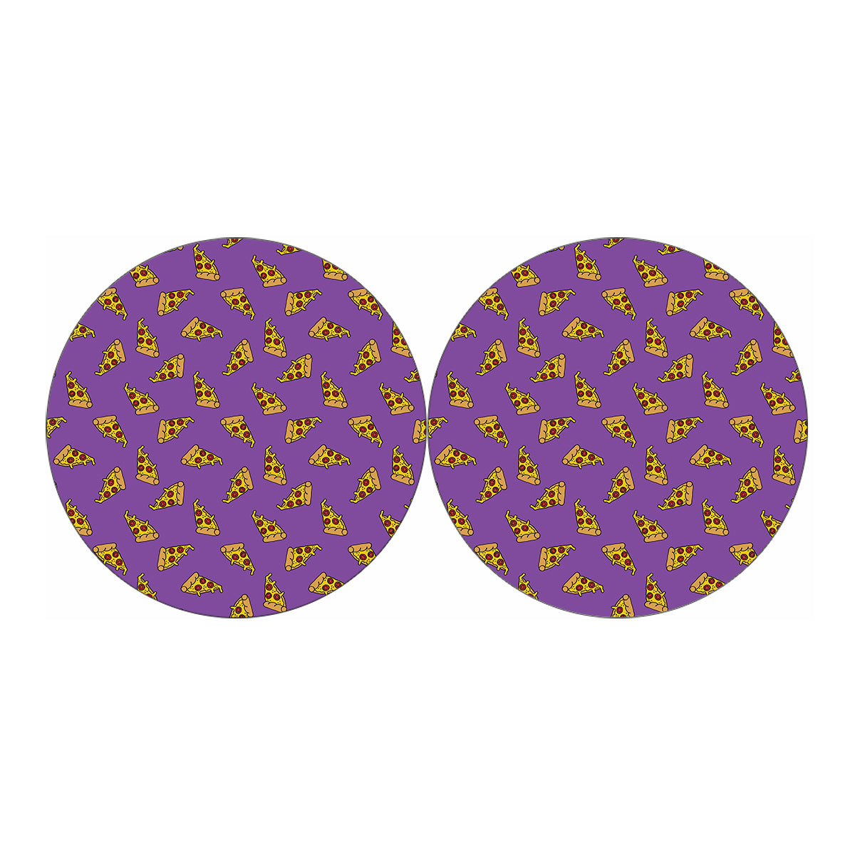 Purple Pizza Pattern Print Car Coasters