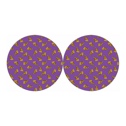 Purple Pizza Pattern Print Car Coasters