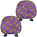 Purple Pizza Pattern Print Car Headrest Covers