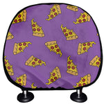 Purple Pizza Pattern Print Car Headrest Covers