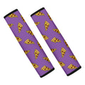 Purple Pizza Pattern Print Car Seat Belt Covers