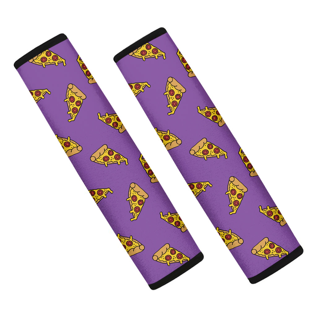 Purple Pizza Pattern Print Car Seat Belt Covers