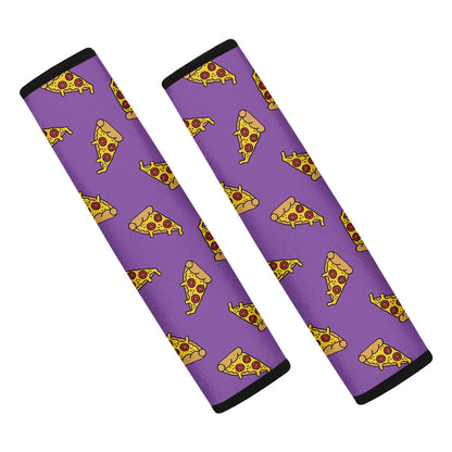 Purple Pizza Pattern Print Car Seat Belt Covers