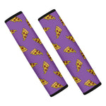 Purple Pizza Pattern Print Car Seat Belt Covers