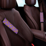 Purple Pizza Pattern Print Car Seat Belt Covers