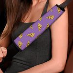 Purple Pizza Pattern Print Car Seat Belt Covers