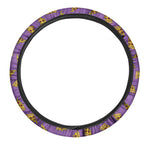 Purple Pizza Pattern Print Car Steering Wheel Cover