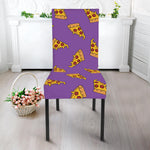 Purple Pizza Pattern Print Dining Chair Slipcover