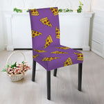 Purple Pizza Pattern Print Dining Chair Slipcover