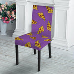Purple Pizza Pattern Print Dining Chair Slipcover