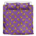 Purple Pizza Pattern Print Duvet Cover Bedding Set