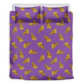 Purple Pizza Pattern Print Duvet Cover Bedding Set